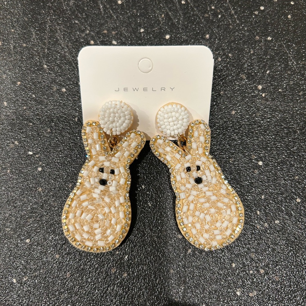 White and tan peeps 🐥 earrings